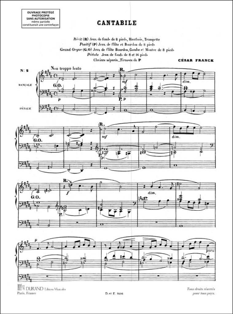 Franck: Cantabile in B major for Organ published by Durand
