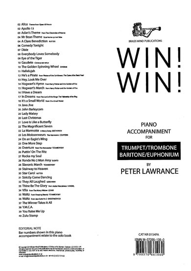 WIN! WIN! for Trumpet and Trombone Piano Accompaniment published by Brasswind