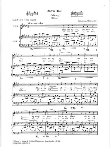 Schumann: Widmung (Devotion) in Ab Major published by Stainer and Bell