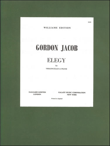Jacob: Elegy for Cello and Piano published by Stainer & Bell