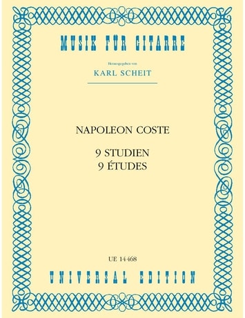 Coste: 9 Etudes for Guitar published by Universal