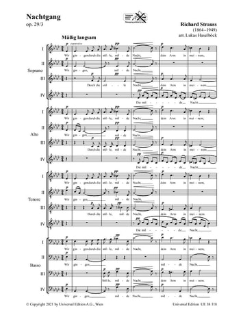 Strauss: Nachtgang SATB published by Universal