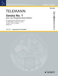 Telemann: Sonata No 1 in F  for Treble Recorder published by Schott