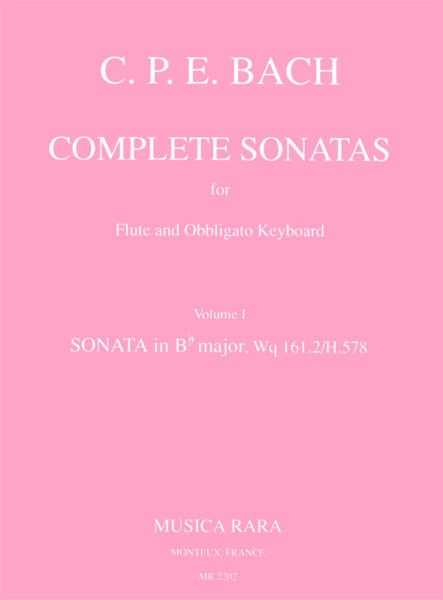 C P E Bach: Sonata for Flute in B WQ162.2 published by Breitkopf