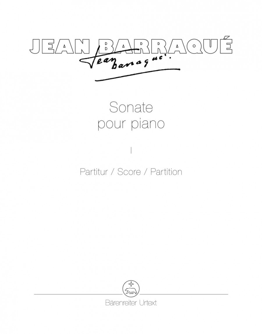 Barraqu: Sonate pour piano published by Barenreiter