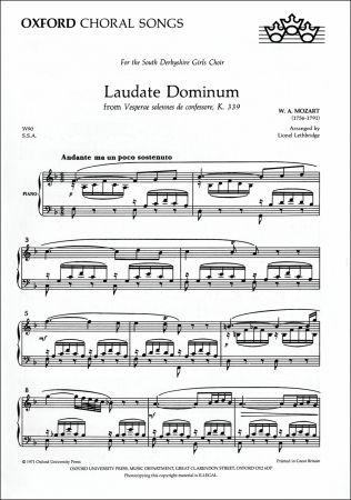 Mozart: Laudate Dominum SSA published by OUP