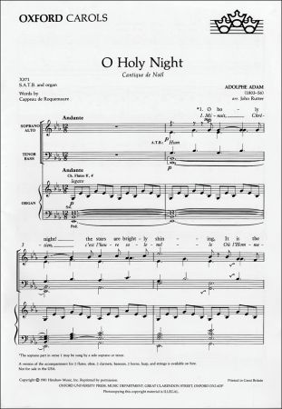 Adam: O Holy Night SATB published by OUP