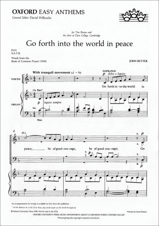 Rutter: Go forth into the world in peace SATB published by OUP