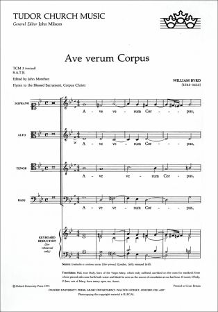 Byrd: Ave verum Corpus SATB published by OUP