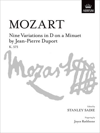 Mozart: 9 Variations in D on a Minuet by Jean Pierre Duport K573 for Piano published by ABRSM