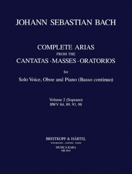 Bach: Complete Arias for Soprano, Oboe & Piano (BC) Volume 2 published by Breitkopf