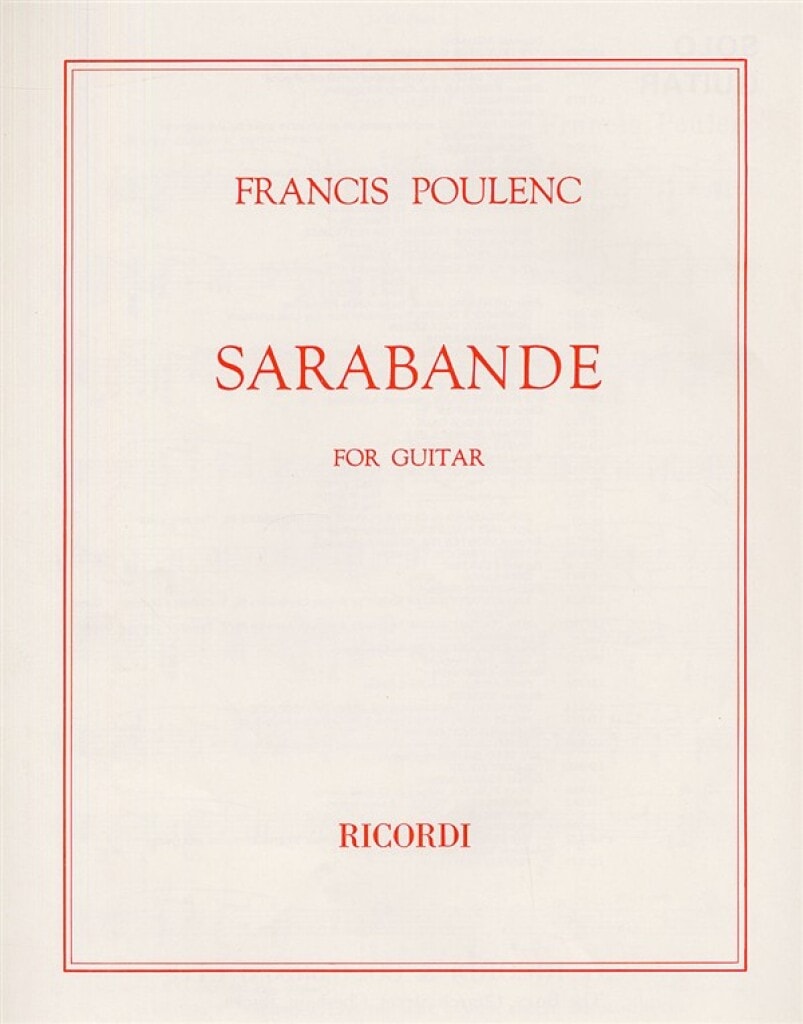 Poulenc: Sarabande for guitar published by Ricordi