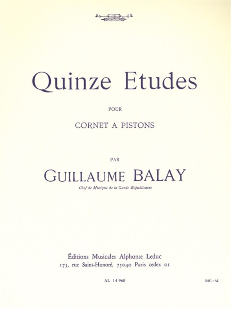 Balay: 15 Etudes for Trumpet published by Leduc