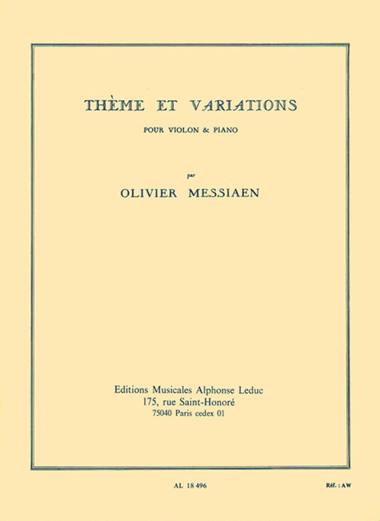 Messiaen: Thme et Variations for Violin published by Leduc