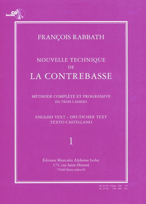 Rabbath: Nouvelle Technique de la Contrebasse Book 1 published by Leduc