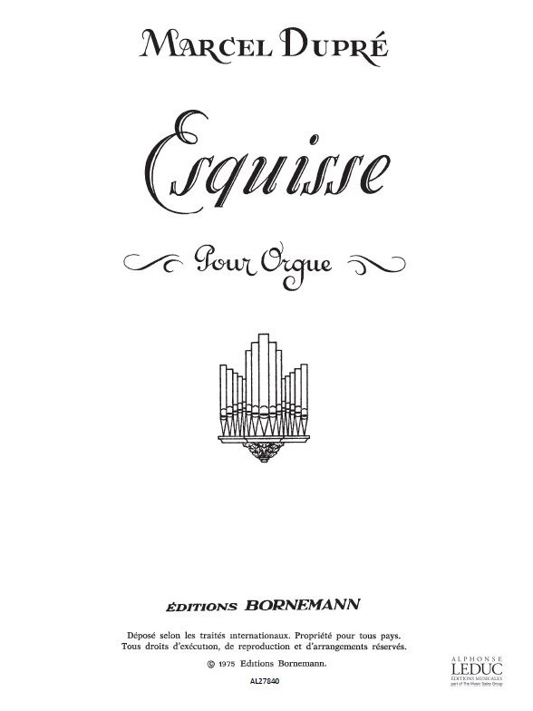Dupre: Esquisse Opus 41 for Organ published by Bornemann