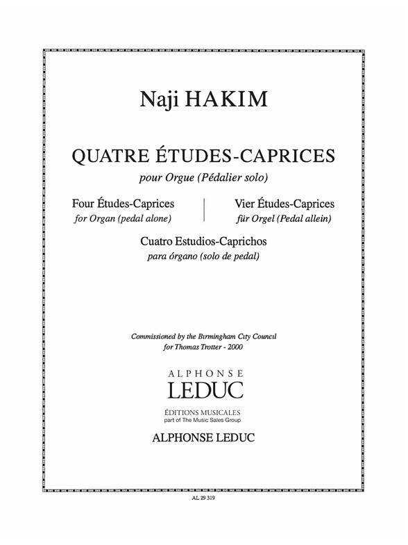 Hakim: 4 Etudes-Caprice for Organ (pedals only) published by Leduc