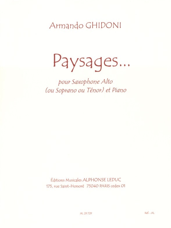 Ghidoni: Paysages for Saxophone published by Leduc