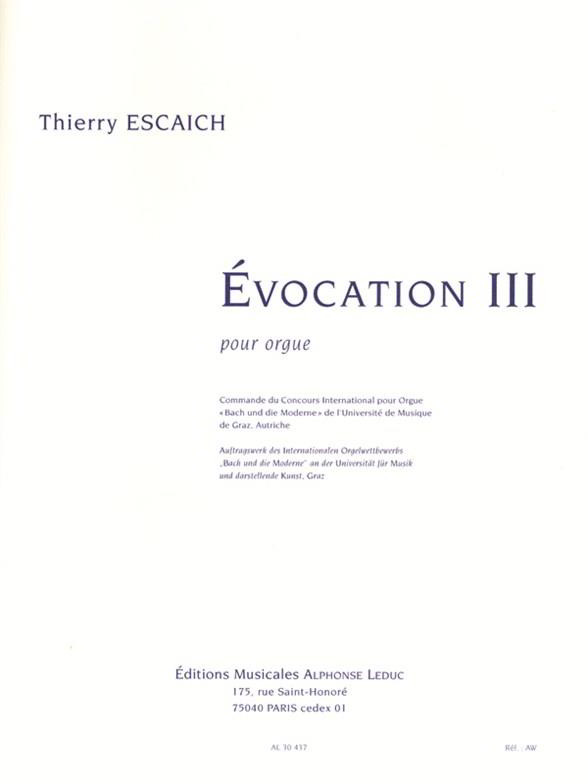 Escaich: Evocation III for Organ published by Leduc