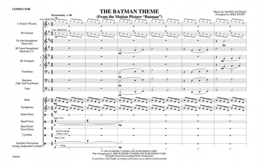 Batman Movie Theme for Marching Band published by Alfred