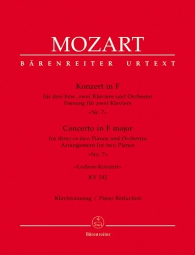 Mozart: Concerto No.7 in F for 3 Pianos K242 published by Barenreiter