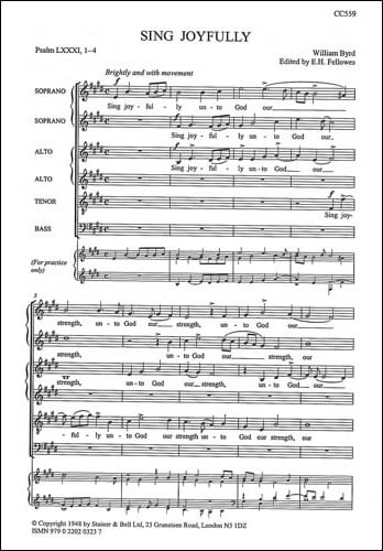 Byrd: Sing Joyfully SSAATB published by Stainer and Bell
