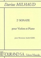 Milhaud: Sonata No 2 Opus 40 for Violin published by Durand