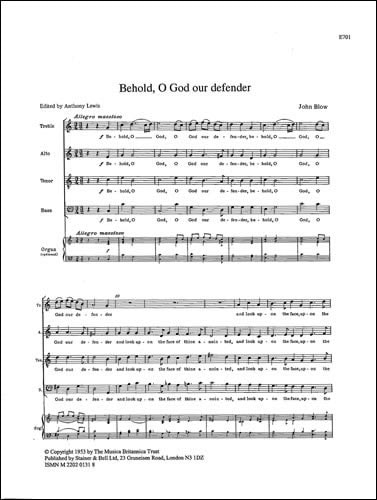 Blow: Behold, O God our defender & Let my prayer come up SATB published by Stainer & Bell