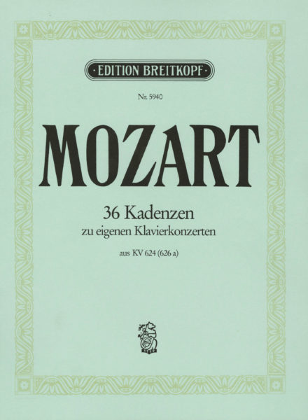 Mozart: 36 Original-Kadenzen K624(626a) for Piano published by Breitkopf