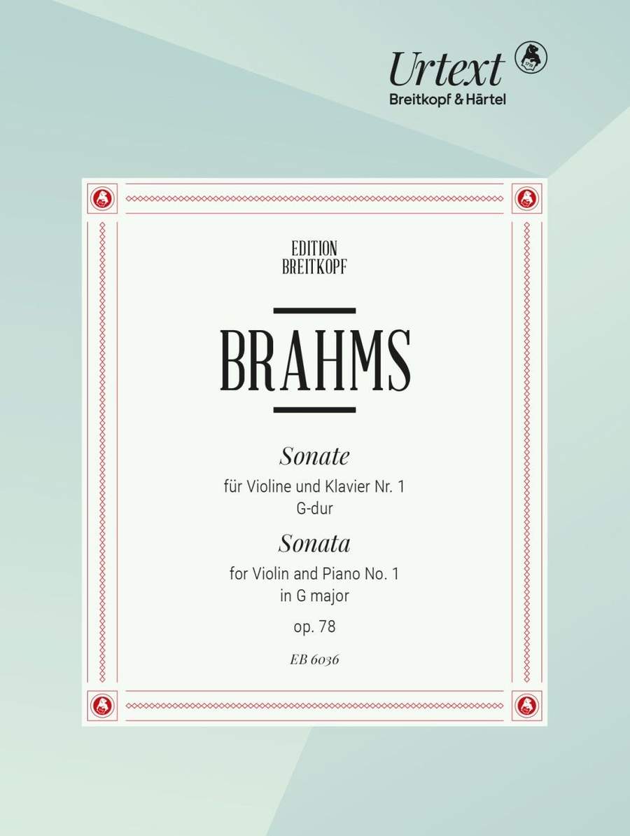 Brahms: Sonata No 1 in G Opus 78 for Violin & Piano published by Breitkopf
