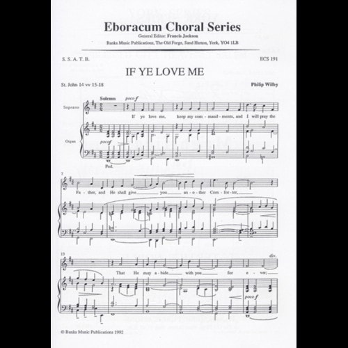 Wilby: If Ye Love Me SSATB published by Eboracum