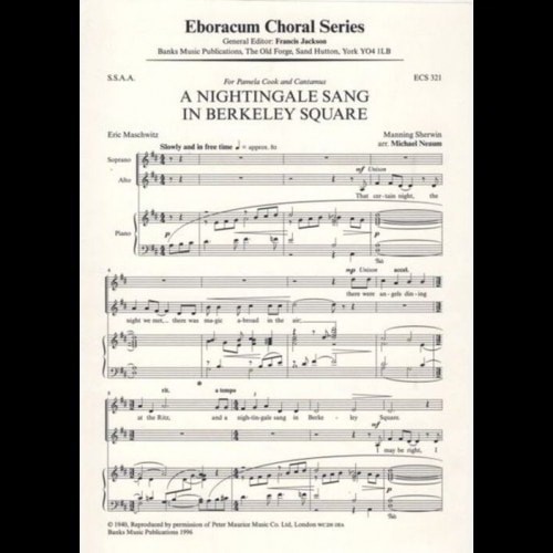 Forwoods Scorestore Sherwin A Nightingale Sang In Berkeley Square Ssaa Published By Eboracum
