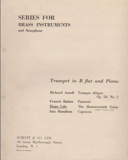 Cole: The Hammersmith Galop for Trumpet published by Schott