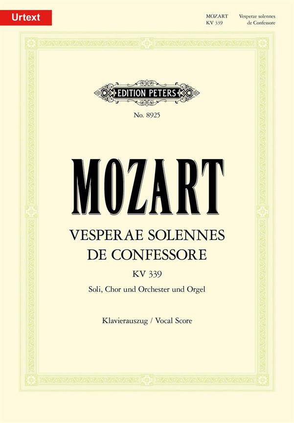 Mozart: Vesperae Solennes de Confessore K339 published by Peters - Vocal Score