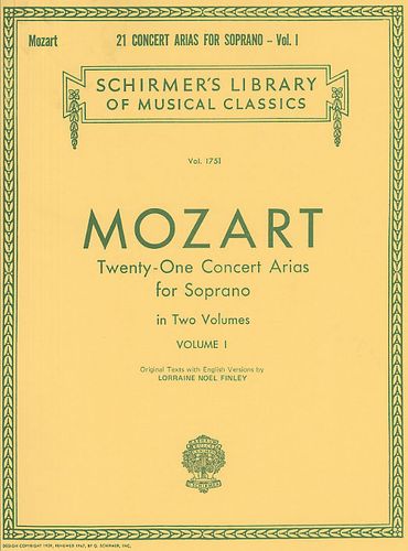 Mozart: 21 Concert Arias for Soprano Volume 1 published by Schirmer