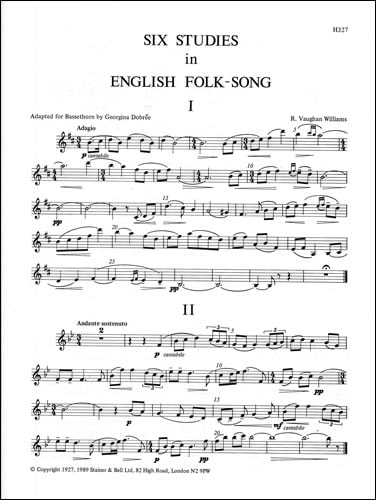 Vaughan-Williams: 6 Studies in English Folksong for Basset-horn published by Stainer and Bell