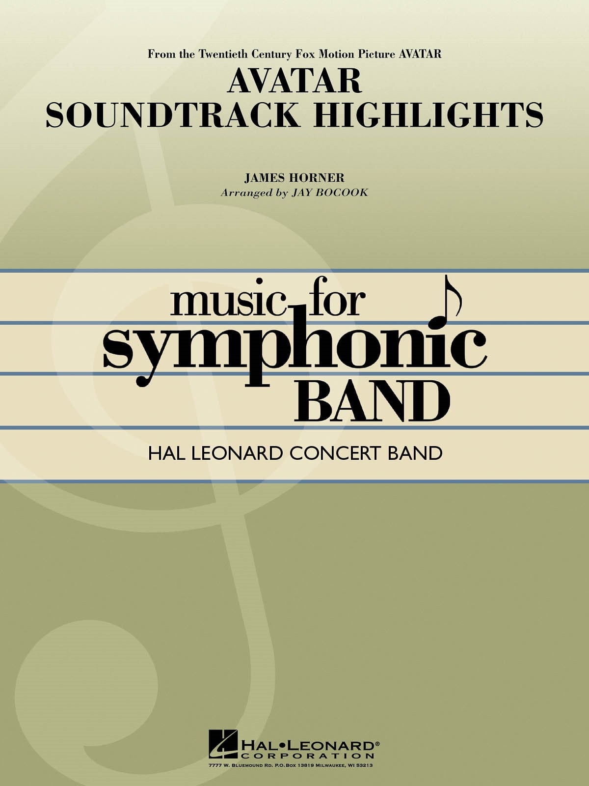Avatar Soundtrack Highlights for Concert Band/Harmonie published by Hal Leonard - Set (Score & Parts)