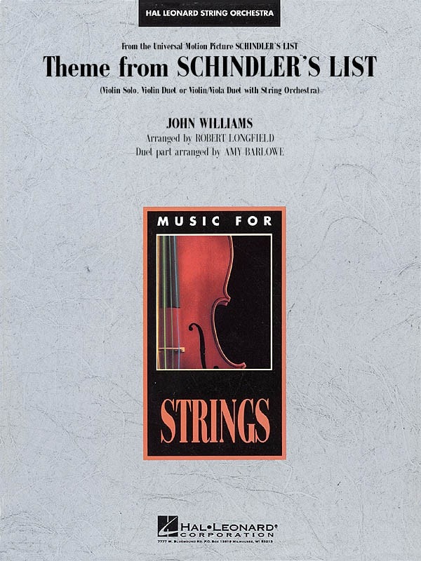 Theme From Schindler's List for Violin published by Hal Leonard - Set (Score & Parts)