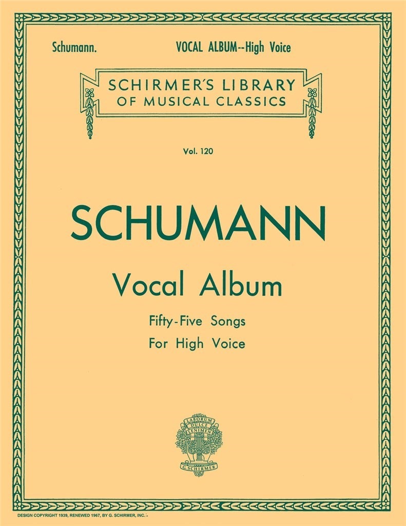 Schumann: Vocal Album for High Voice published by Schirmer