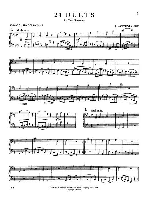 Satzenhofer: 24 Duets for Bassoon published by IMC