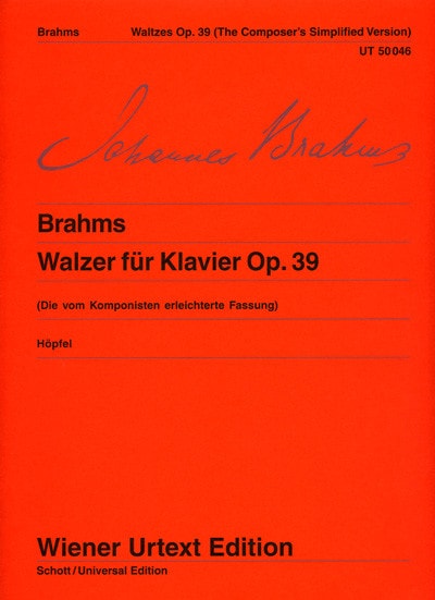 Brahms: Waltzes Opus 39 for Piano published by Wiener Urtext (Easy Arrangement by the Composer)