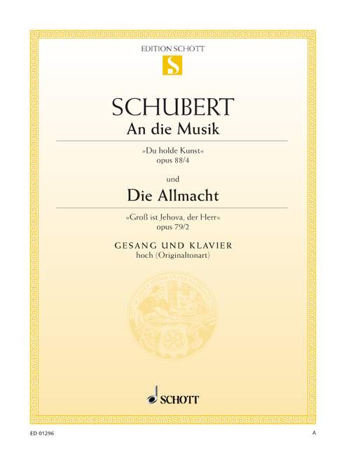 Schubert: An die Musik / Die Allmacht for High Voice published by Schott