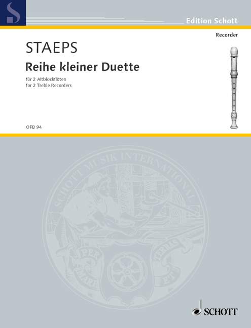 Staeps: Reihe kleiner Duette for Treble Recorders published by Schott