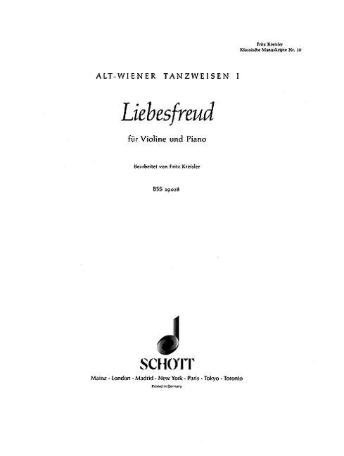 Kreisler: Liebesfreud for Violin published by Schott