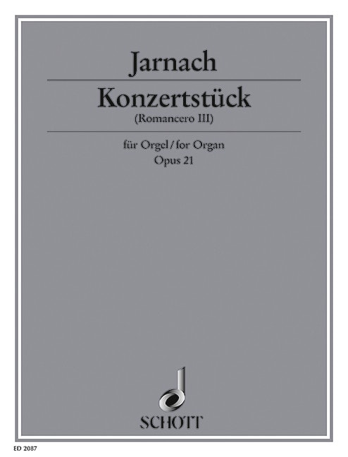 Jarnach: Concert Piece Opus 21 (Romancero III) for Organ published by Schott