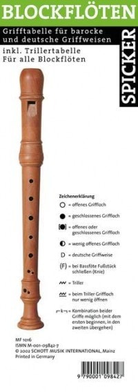Recorder Fingering Chart published by Schott