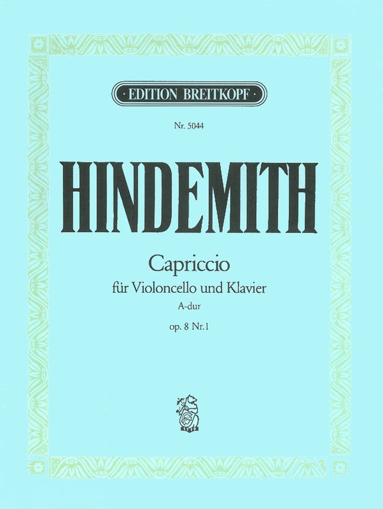 Hindemith: Capriccio Opus 8 No 1 for Cello published by Breitkopf and Hartel