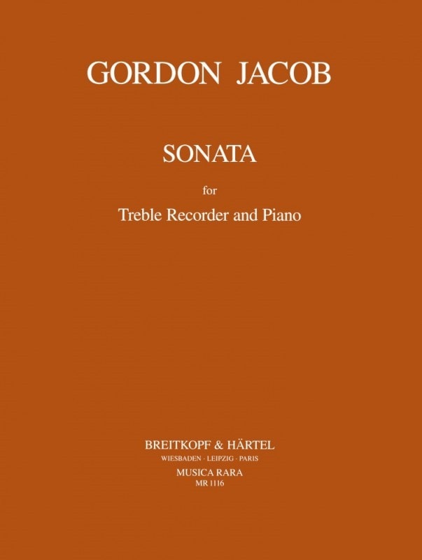 Jacob: Sonata for Treble Recorder published by Musica Rara
