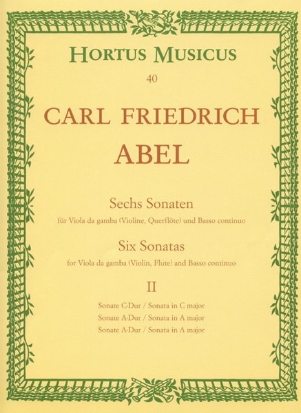 Abel: 6 Sonatas Volume 2 for Viola da Gamba published by Barenreiter