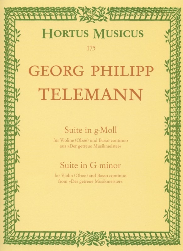 Telemann: Suite in G minor TWV 41: g4 for Oboe or Violin published by Barenreiter